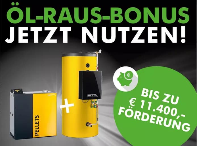 Öl-Raus-Bonus - Biomasse-Heizung vom Installateur aus dem Bezirk Freistadt
